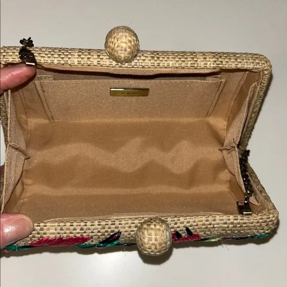 Serpui Candice Embroidered Clutch in Toast - Picture 7 of 10